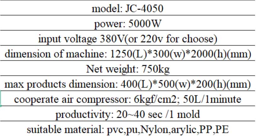 hf sun visor welding machine specifications