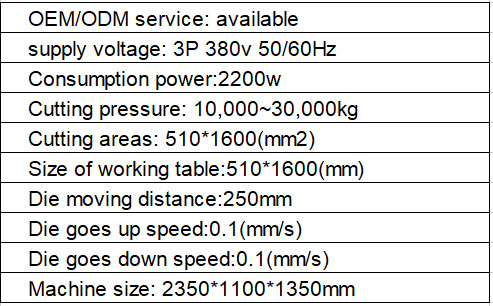 hydraulic cutting machine specification